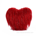 Plush silver silk heart-shaped pillow